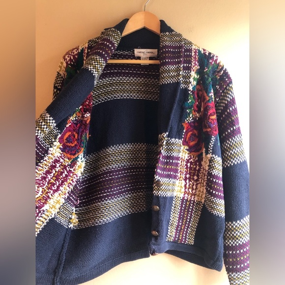 Casual Corner Embroidered Cardigan Floral Women’s Sweater Long Sleeve Size M - Picture 10 of 15